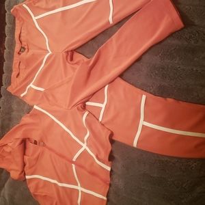 Tracksuit style cropped Jacket w/hood and pants/leggings from Shein